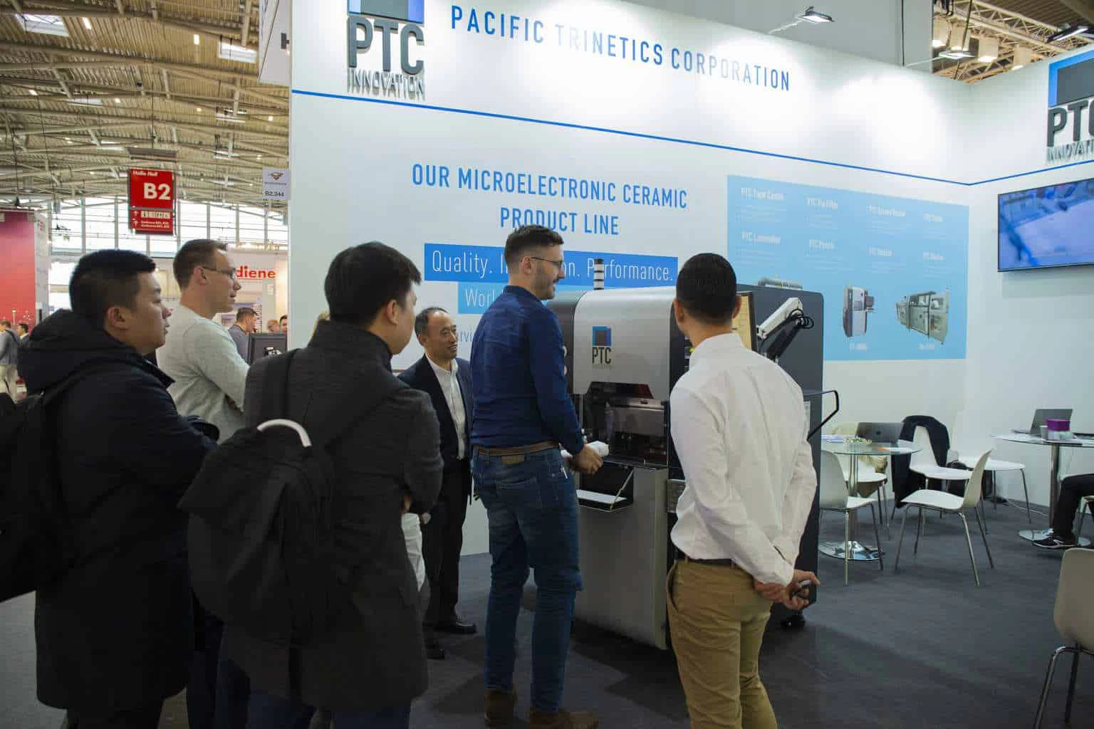 Picture shows visitors  viewing the new PTC Ceramic Cutter